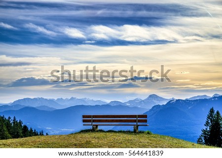 bench on the blomberg mountain in bavaria
