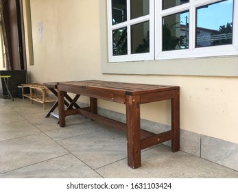 A bench on a window background