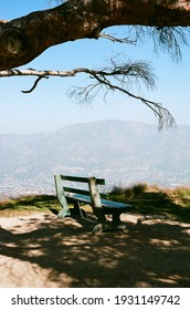 A Bench Overlooking Southern California Mountains. 