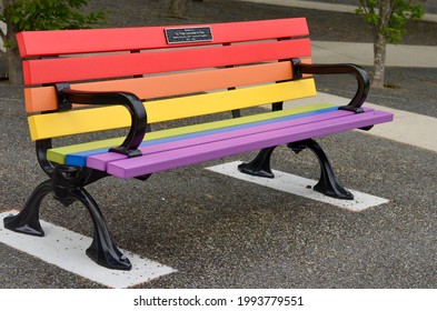 Bench Painted Rainbow Pride Flag Colors Stock Photo 1993779551 ...