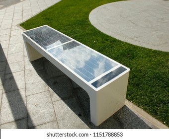 Bench With Solar Panel And Mobile Phone Charger