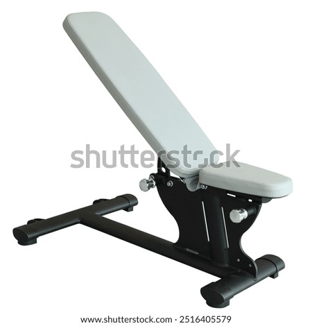 Bench trainer exercise device gym equipment for physical training isolated on white background. Workout concept of body wellness