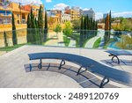 Benches at Eleftheria Square in Nicosia Cyprus. D