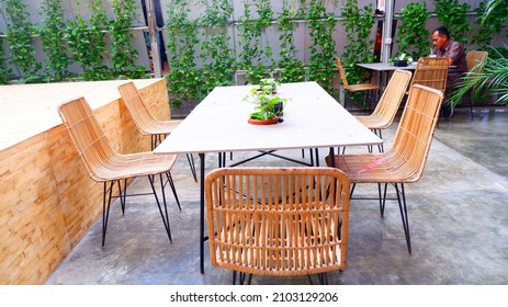 Benches And Tables, At The Indonesian Jakarta Restaurant, On January 8, 2022