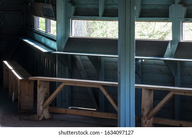 Benches And Windows Inside A Bird Hide