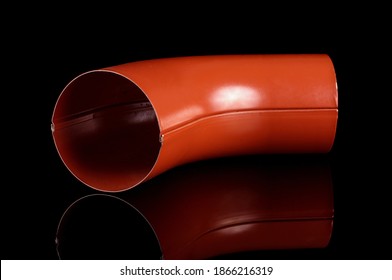 Bend Element For Rain Water Spout For Industrial Constructions Isolated On The Black Background