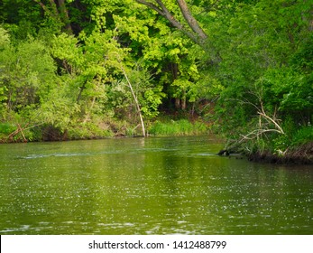 Bend In Flint River Flushing Michigan In Morning Light