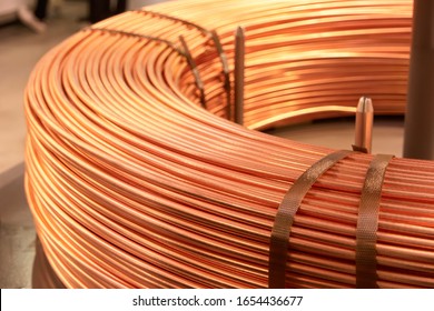 Bended Fat Curved Copper Cables. Electrical Conductor.