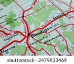 Bendigo, detailed map highlighting a travel destination in Australia, featuring iconic landmarks, attractions, and natural wonders.