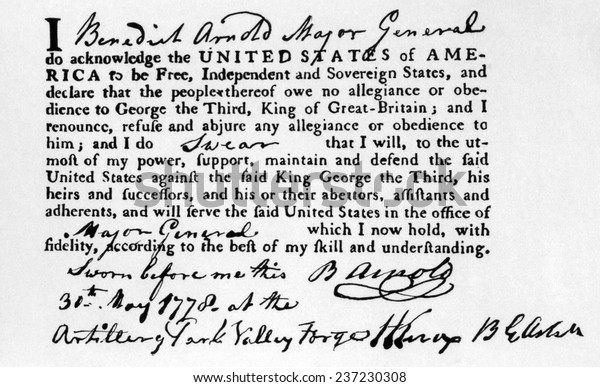 ベネディクト アーノルドのアメリカに対する忠誠の誓い 1778年 の写真素材 今すぐ編集