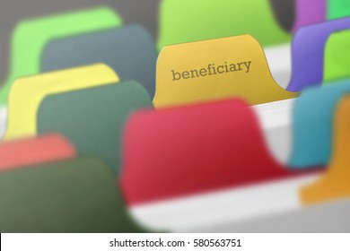 beneficiary word on index paper - Shutterstock ID 580563751