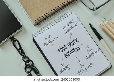 Benefits of Food Truck business over regular restaurants concept on notepad. - Powered by Shutterstock