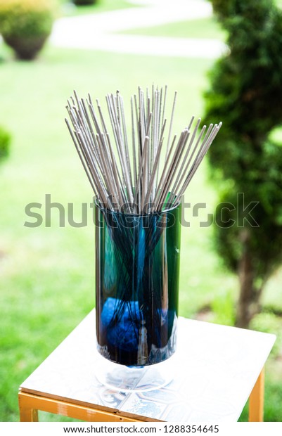 Bengal Lights Blue Glass Vase On Stock Photo Edit Now 1288354645