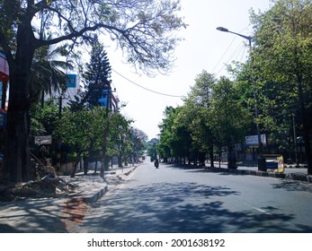 Bengaluru India July 3, 2021. Empty Streets In Bengaluru Banashankari Urban Area, Due To Pandemic Lockdown. Safety Measures Taken By The Government.