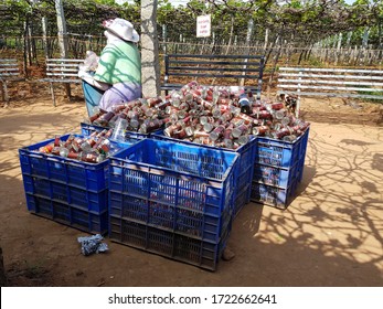 Bengaluru, Karnataka / India - May 04 2020: Empty Liquor And Beer Bottles Piled Up In The Dustbin After The Wine Shops Were Reopened After Covid19 Corona Virus Pandemic Lockdown