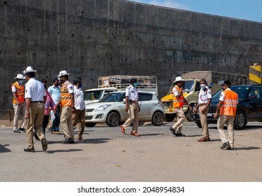 Bengaluru, Karnataka, India- Sep 20 2021: Bangalore City Traffic Police Helping Tourists During Travelling