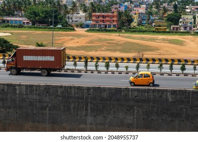 Bengaluru, Karnataka, India- Sep 20 2021: Mumbai Bangalore Highway,  Toll Road Connect To  Silicon Valley Of India To Financial City Of India