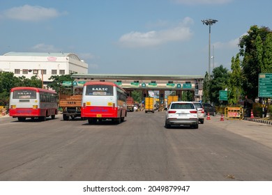 Bengaluru, Karnataka, India- Sep 20 2021: Mumbai Bangalore Highway,  Toll Road Connect To  Silicon Valley Of India To Financial City In India