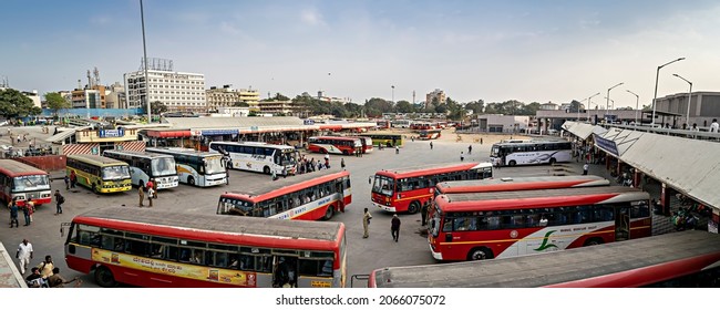 Bengaluru, Karnataka,India-January 24th,2019: View of central bus transport terminus in Bengaluru.