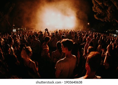 BENICASSIM, SPAIN - JUL 18: The crowd in a concert at FIB (Festival Internacional de Benicassim) Festival on July 18, 2019 in Benicassim, Spain.