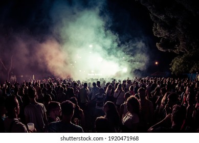 BENICASSIM, SPAIN - JUL 18: The crowd in a concert at FIB (Festival Internacional de Benicassim) Festival on July 18, 2019 in Benicassim, Spain.