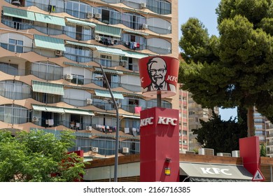 Benidorm, Alicante, Spain 06 12 2022- Exterior Of The KFC Restaurant In Benidorm, On A Sunny Day. 