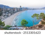 Benidorm beach in summer with blue water in Levante, Spain