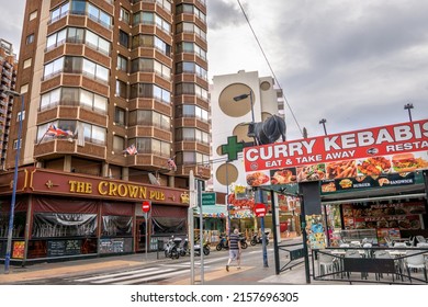 Benidorm, Spain - 6 May 2022: Bars And Takeaway Outlets In Benidorm, Alicante In Spain