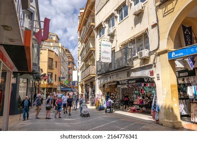 Benidorm, Spain - May 6 2022: Shopping Street In Benidorm Old Town 