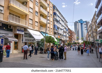 Benidorm, Spain - May 6 2022: Shopping Street In Benidorm Old Town