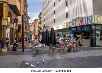 Benidorm, Spain - May 6 2022: Shopping Street In Benidorm Old Town