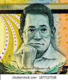 Benigno Aquino, Jr. A Filipino Senator And Former Governor Of Tarlac. Portrait From Philippines 500 Piso 2012 Banknotes. 