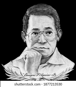  Benigno Aquino, Jr. A Filipino Senator And Former Governor Of Tarlac. Portrait From Philippines 500 Piso 2012 Banknotes. 