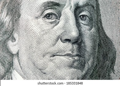 Benjamin Franklin From Dollar Bill, One Hundred Dollars, ColseUp