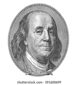 Benjamin Franklin Qualitative Portrait 100 Dollars Stock Photo ...