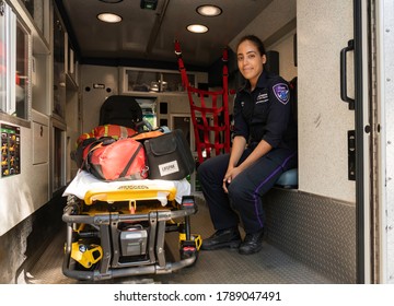 Bensonhurst, Brooklyn, New York - July 31, 2020: Emergency Medical Response Technician Ready To Help