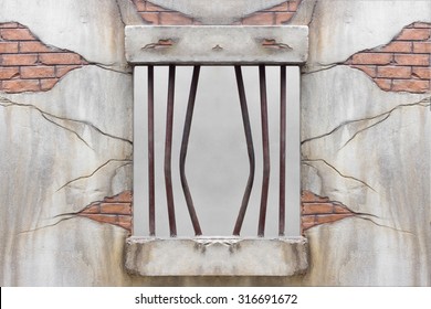 Bent Jail Bars After A Prison Break
