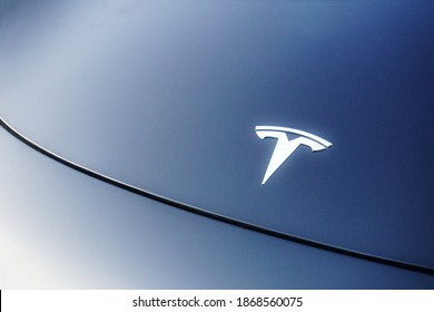 Bentleigh East, Australia - DECEMBER 05, 2020: Tesla Car Icon