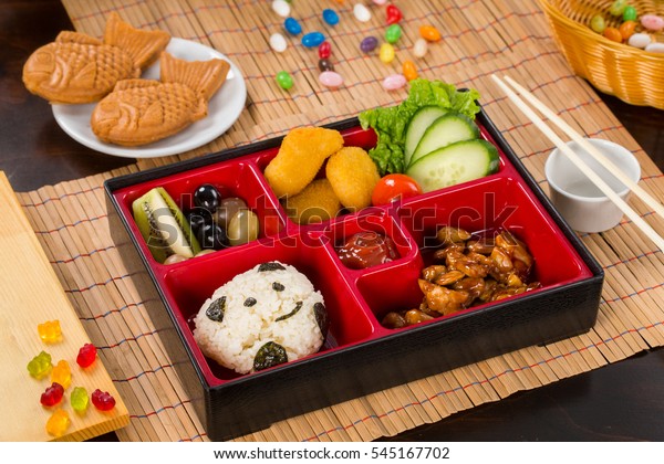 Bento Kids On Bamboo Mat Korean Stock Photo Edit Now 545167702