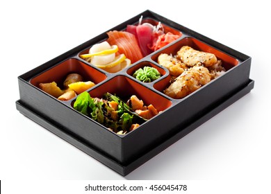 Bento Lunch - Sushi, Salad And Meal