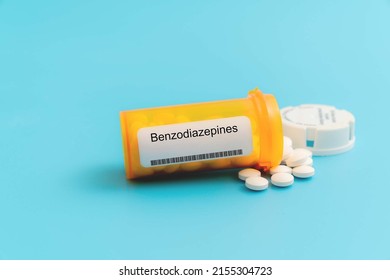 Benzodiazepines. Benzodiazepines Medical pills in RX prescription drug bottle
