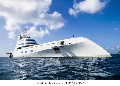 Bequia, St.Vincent And Grenadines, 12-15-2017, Motor Yacht A, Owner Roman Abramovich, Russian Oligarch And Billionaire