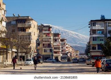 Berat, Albania, January 8 2021 : Street Of Berat, Albania, In Winter.