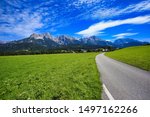 berchtesgaden alps view from bike path - rocky see also known steinernes meer on the ausrian german border, saalfenden basin