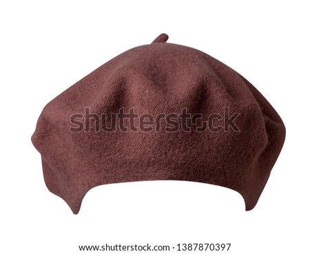 Beret isolated on white background. Hat female beret front view .
