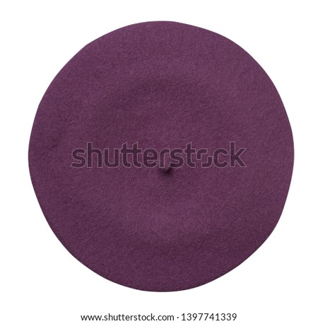 Beret isolated on white background. Hat female beret top view .