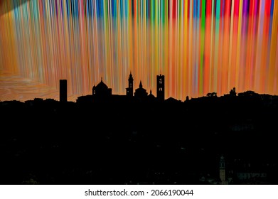 Bergamo in backlight with rainbow colors