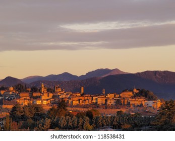 Bergamo Cityscape During Sunrise, Lombardy, Italy