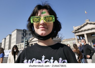 Bergamo, Italy: 25 March 2022: Fridays For Future, Peoples Manifestation For The Climate Change In Bergamo, Lombardy, Italy