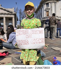 Bergamo, Italy: 25 March 2022: Fridays For Future, Peoples Manifestation For The Climate Change In Bergamo, Lombardy, Italy